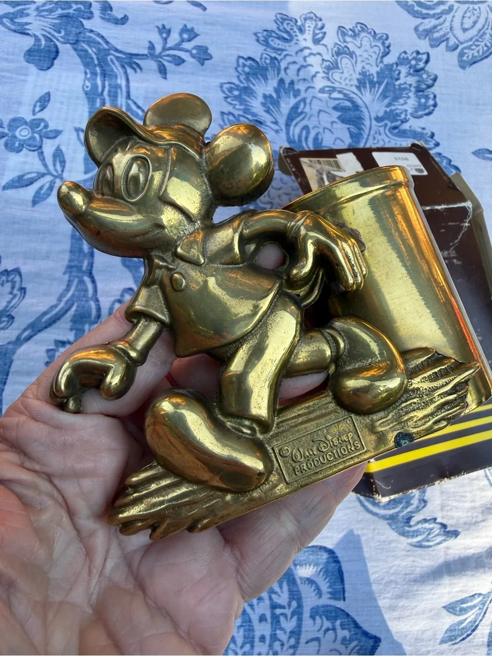 Vintage Mickey Mouse 1970s Walt Disney Productions GATCO Brass Pen Holder